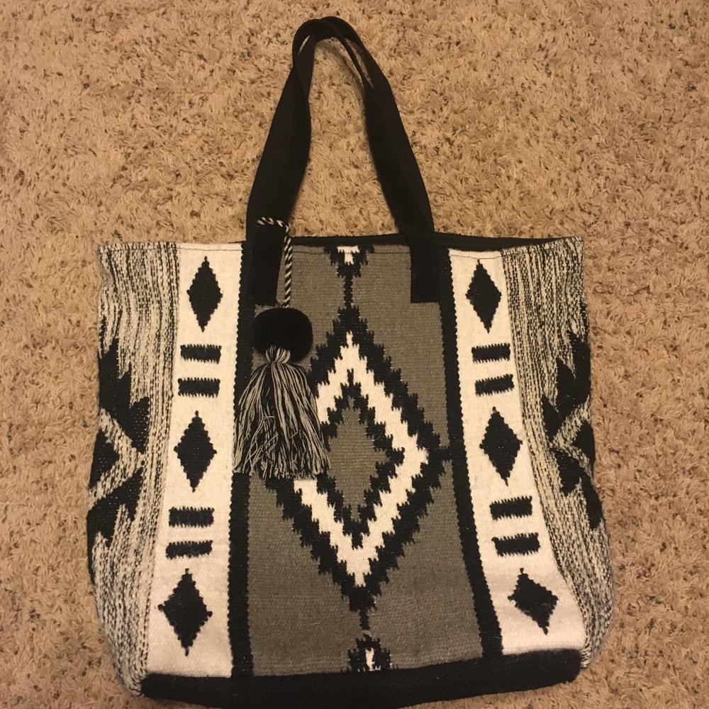 Large Black Aztec Tote